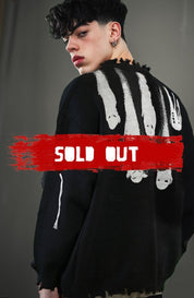Black Ghosts distressed sweater, high quality cotton sweater, Y2K grunge street style - rage quit