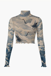 Blue Ocean Mesh Skirt Set, sheer Japanese Wave Two Piece - rage quit