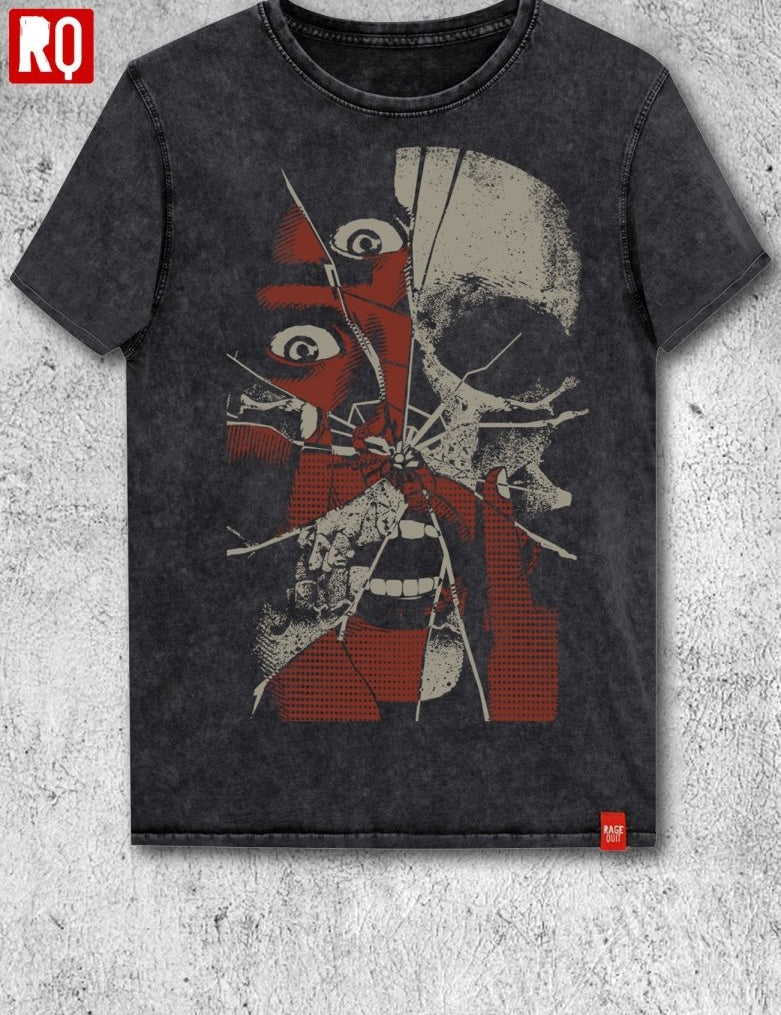 Broken mirror goth print on mineral wash tee or black tee - rage quit