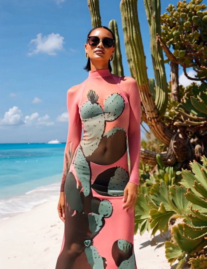 Cactus sheer cover up mesh dress - rage quit