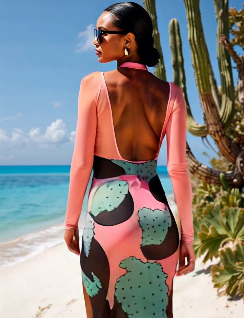 Cactus sheer cover up mesh dress - rage quit