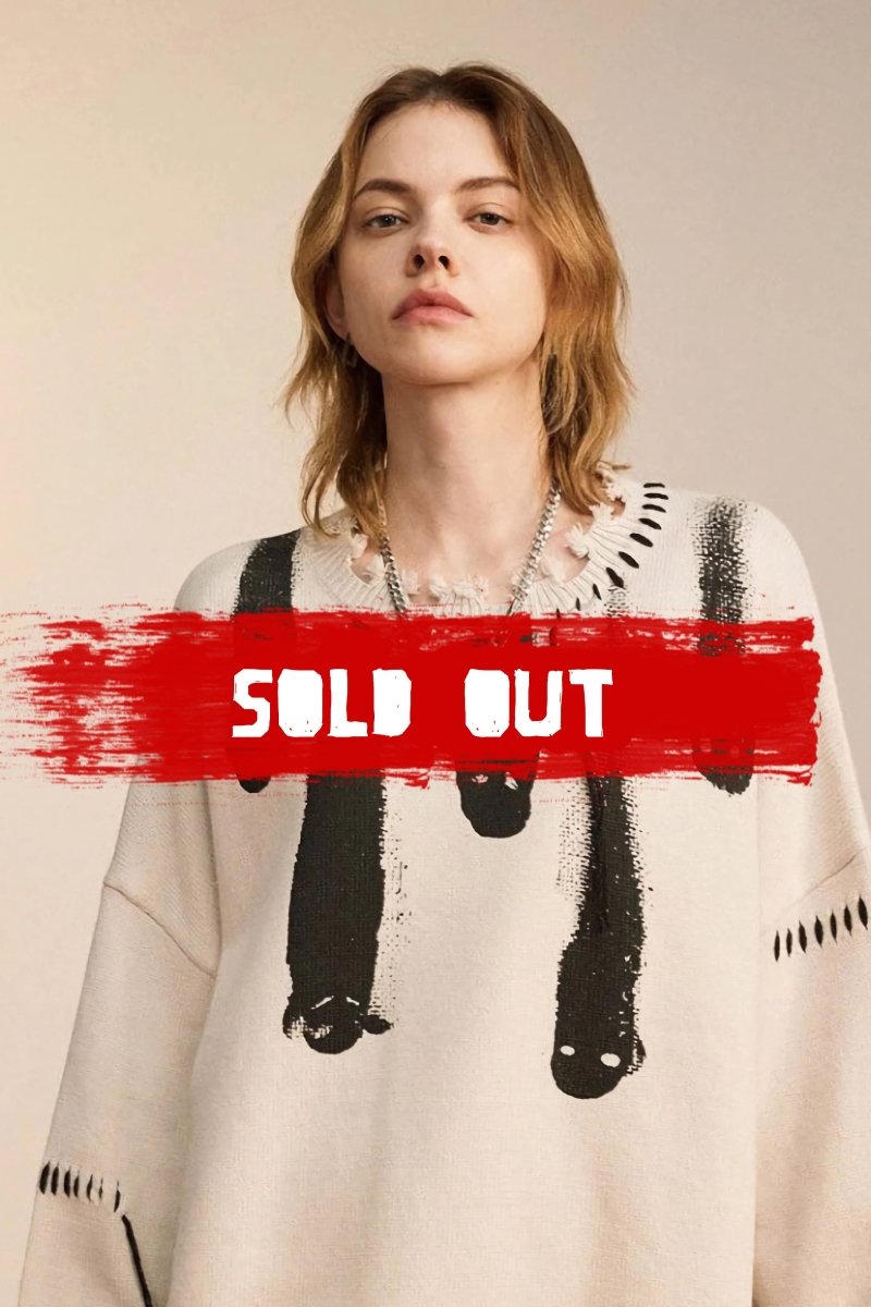 Ghosts distressed knitted sweater - rage quit