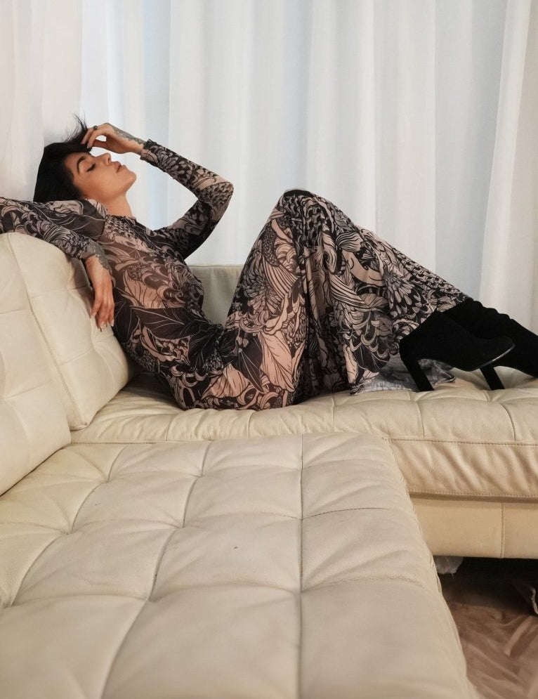 Japanese bodycon sheer mesh dress, revealing see through dress - rage quit