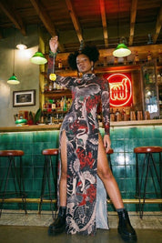 Japanese Crane mesh bodycon dress - rage quit
