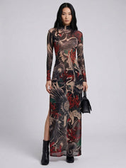 Japanese Crane mesh bodycon dress - rage quit