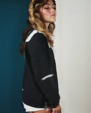 Black Ghosts distressed sweater, high quality cotton sweater, Y2K grunge street style