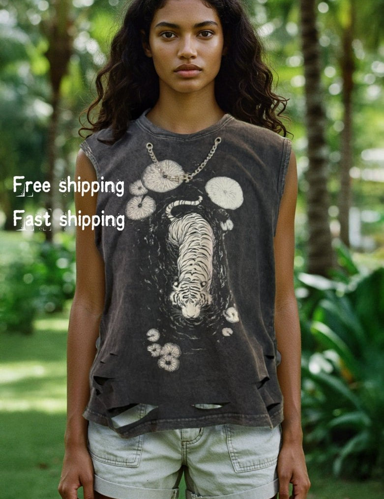 Tigerflow - distressed sleeveless shirt - rage quit