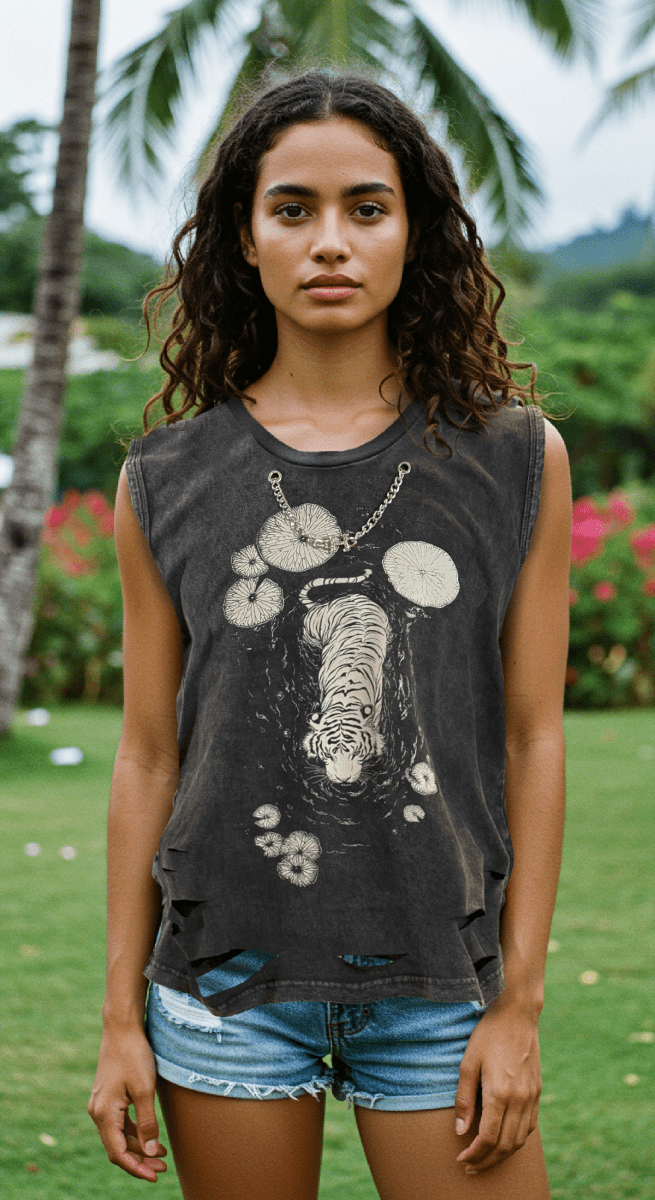 Tigerflow - distressed sleeveless shirt - rage quit